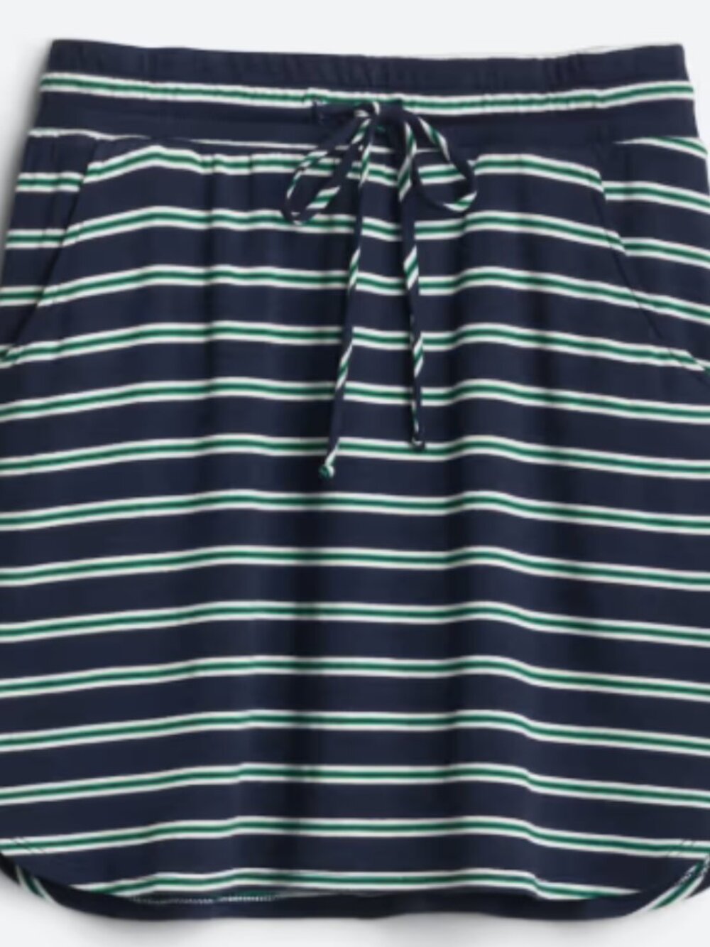 Renee C. Kaia Knit Navy and White Striped Drawstring Mini Skirt Large